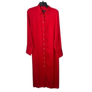 J. Crew Drapey Shirt Dress Red Luster Crepe Holiday Valentine's Festive Size 4